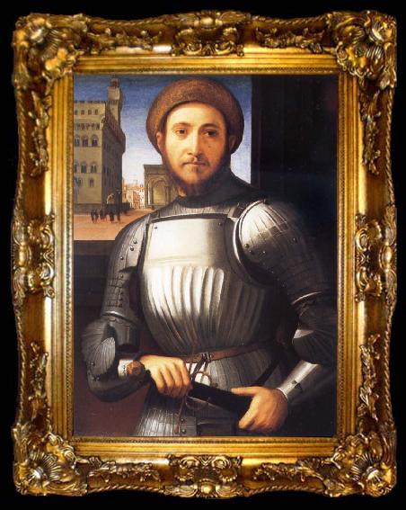 framed  Francesco Granacci Portrait of Man in Armour, ta009-2